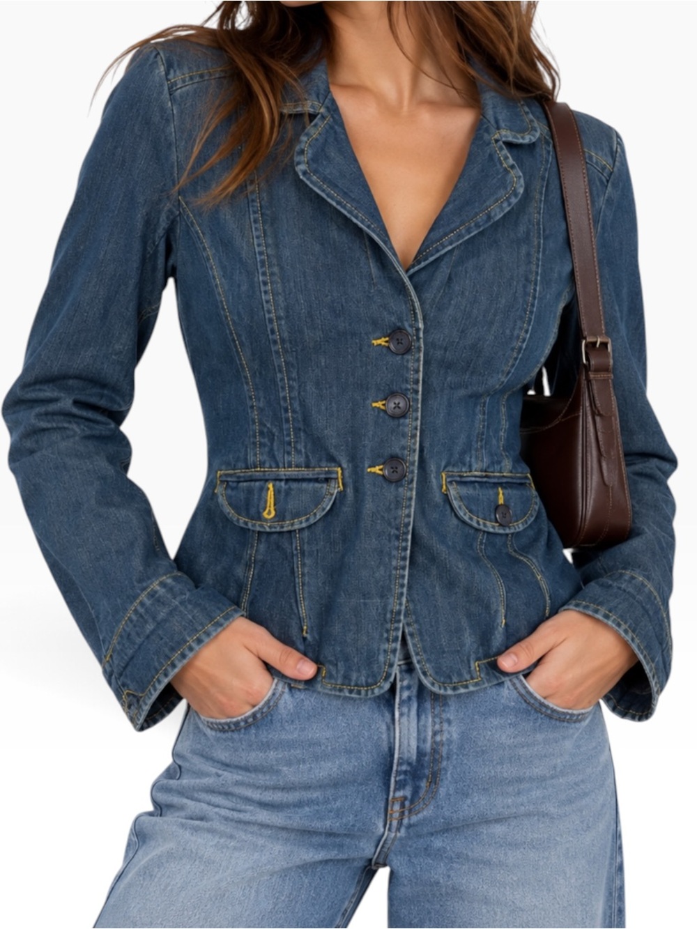 The Limited Denim Blazer Jacket Sz L Fitted